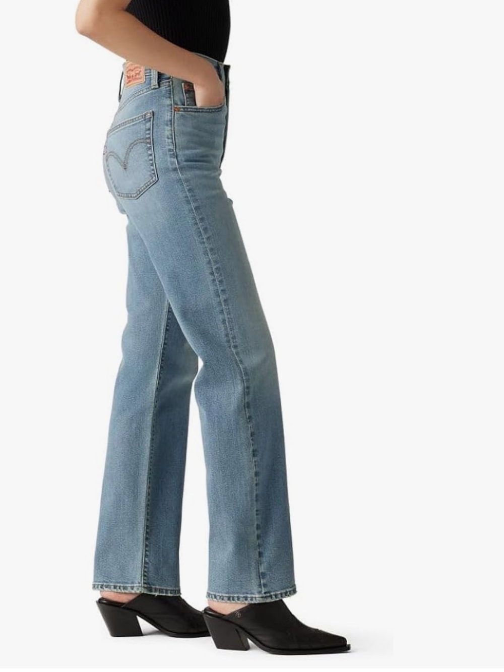 Levi’s Women’s Light Wash Ribcage Straight High-Rise Jeans Size 27 Button Fly - Picture 5 of 11